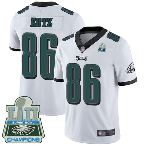 Men Philadelphia Eagles #86 Zach Ertz White Vapor Untouchable NFL Jersey Limited Player Super Bowl LII Champions